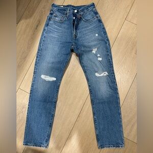 Levi's 501 Women's Blue Distressed Straight Jeans